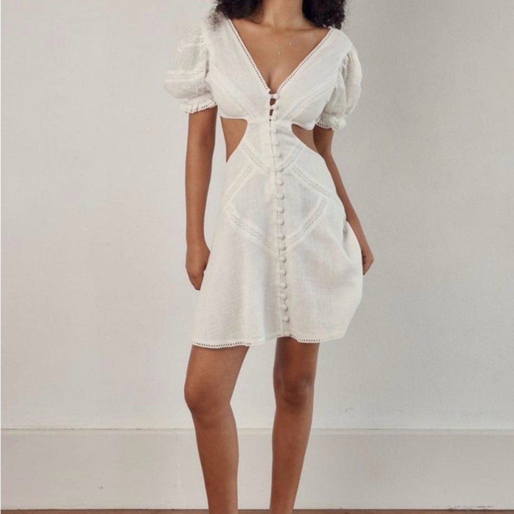 Sabo Skirt White Paisley Cutout Mini Dress